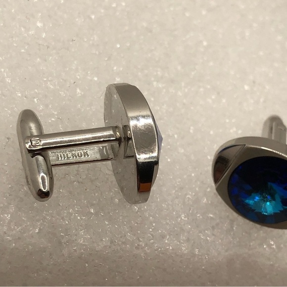 Vtg Hickok Canada Blue Aurora Stone Silver Tone Cuffling / Approx .9” - Picture 3 of 7